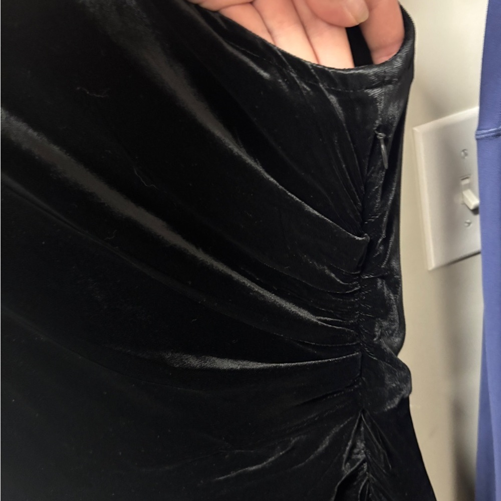 Veronica Beard silk velvet Elegant Black ruched Maxi sleeveless Dress romantic - Picture 15 of 15